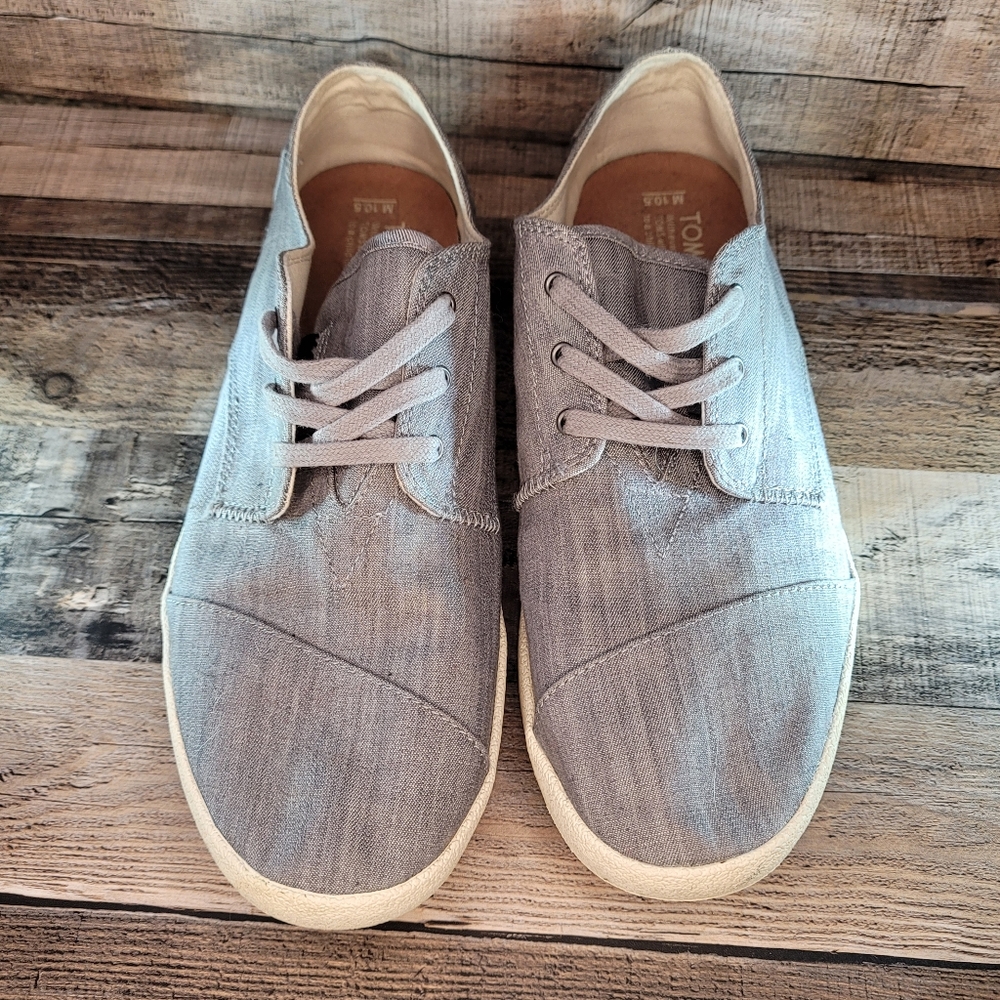 Toms gray men's sneakers with or without laces sz US 10.5 canvas - Picture 3 of 11